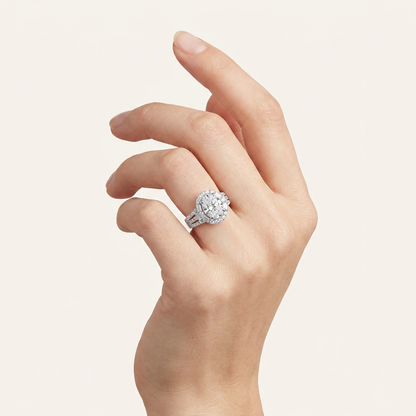 6.55CT Oval Cut Certified Lab Grown Diamond Halo Engagement Ring