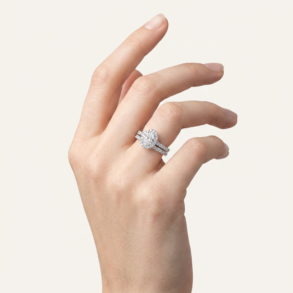 3.03CT Oval Cut Certified Lab Grown Diamond Trio Halo Set