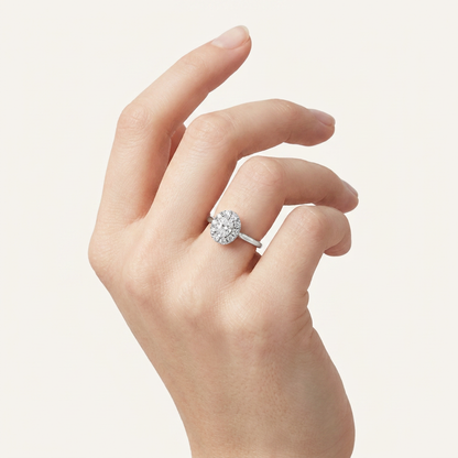 0.33CT Oval Cut Certified Lab Grown Diamond Promise Halo Ring