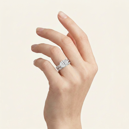 3.57CT Oval Cut Certified Lab Grown Diamond Bridal Set