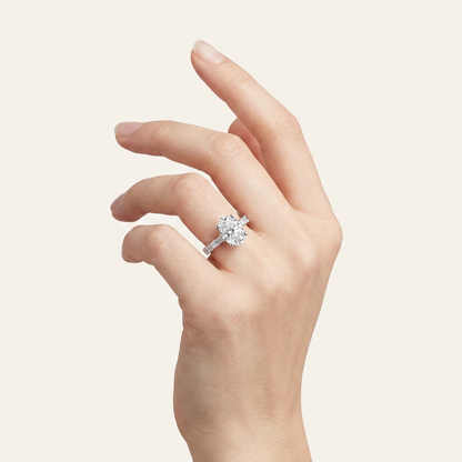 5.72CT Oval Cut Certified Lab Grown Diamond Side Stone Ring