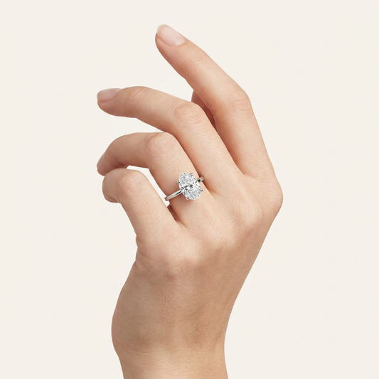 4CT Oval Cut Lab Grown Diamond Solitaire Ring