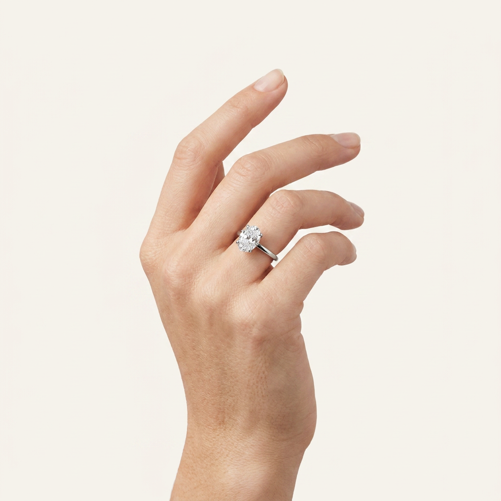 3CT Oval Cut Lab Grown Diamond Solitaire Ring