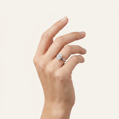 3CT Oval Cut Lab Grown Diamond Solitaire Ring