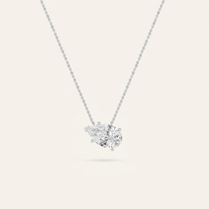 2 Ct Pear Cut Lab Grown Diamond East West Solitaire Necklace