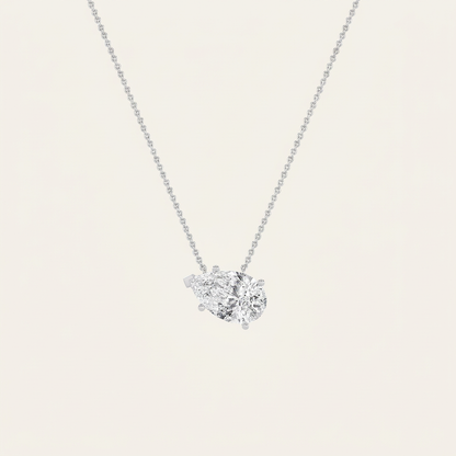 1 Ct Pear Cut Lab Grown Diamond East West Solitaire Necklace