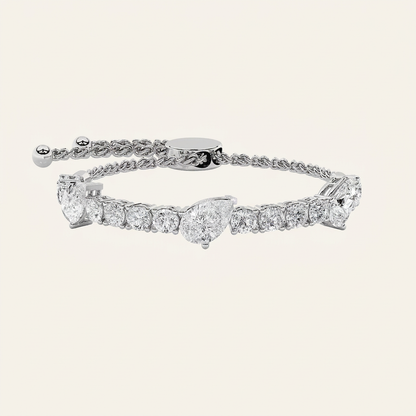 4.50CT Pear Cut Lab Grown Diamond Bolo Bracelet