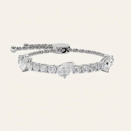 4.50CT Pear Cut Lab Grown Diamond Bolo Bracelet