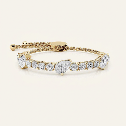 4.50CT Pear Cut Lab Grown Diamond Bolo Bracelet