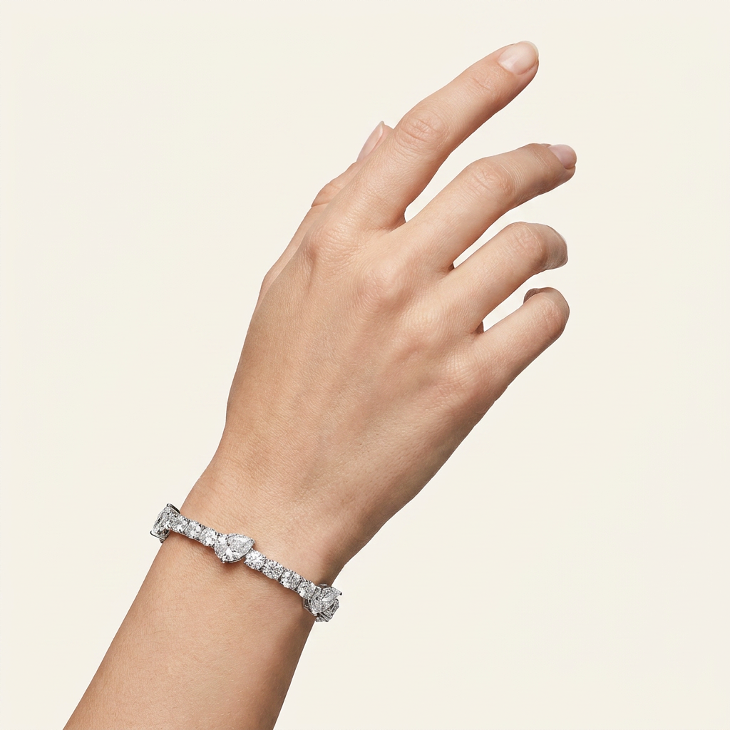 4.50CT Pear Cut Lab Grown Diamond Bolo Bracelet