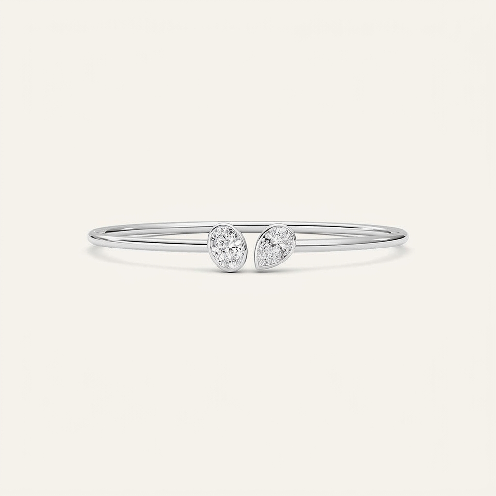 2CT Oval and Pear Cut lab grown diamond bangle bracelet