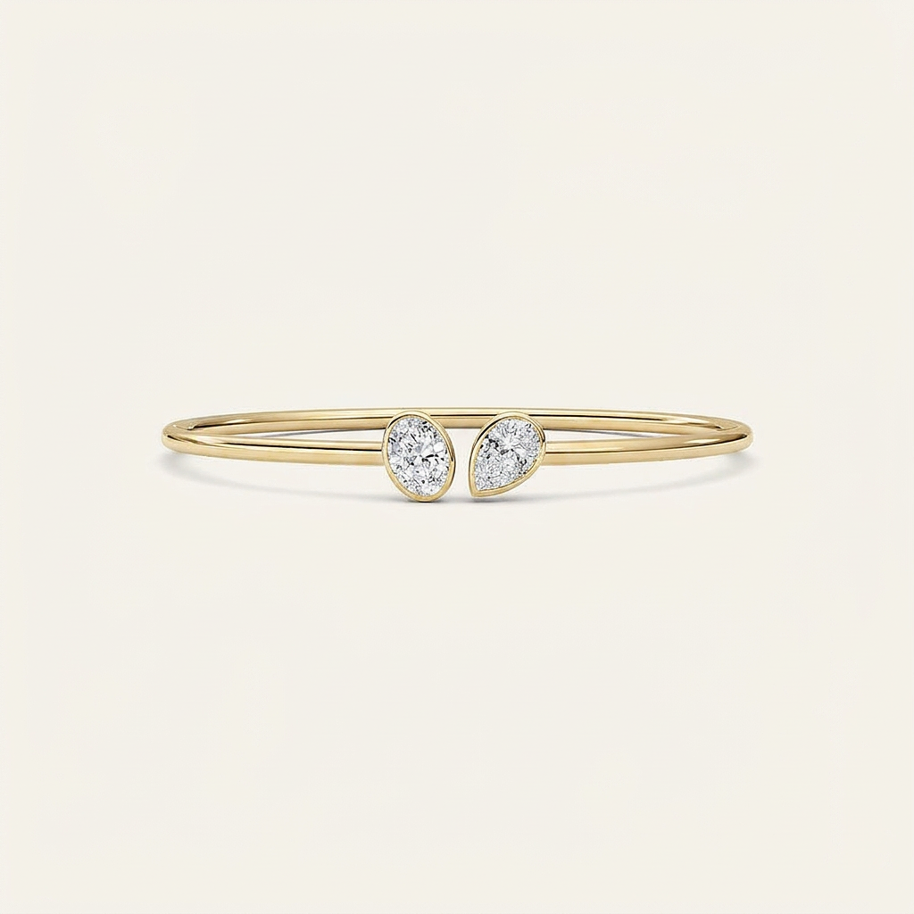 2CT Oval and Pear Cut lab grown diamond bangle bracelet