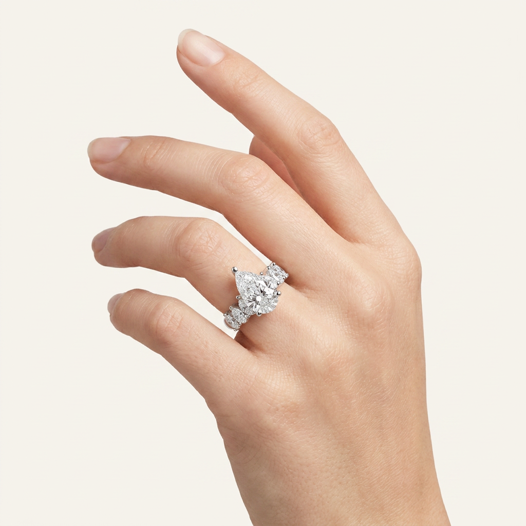 6.6CT Pear Cut Certified Lab Grown Diamond Cluster Ring