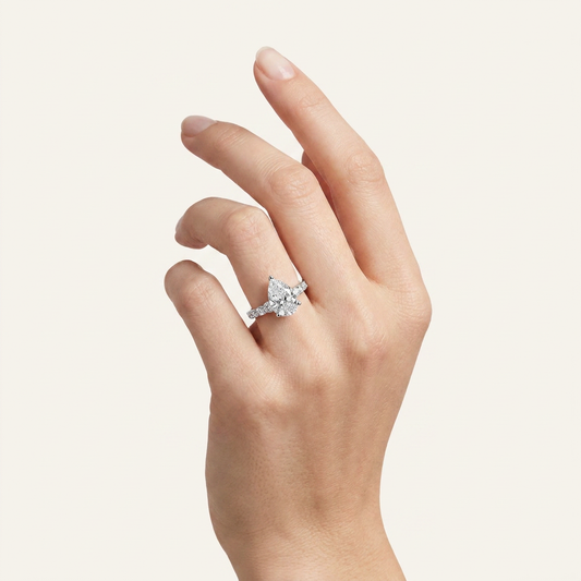 3.75CT Pear Cut Lab Grown Diamond Cluster Ring