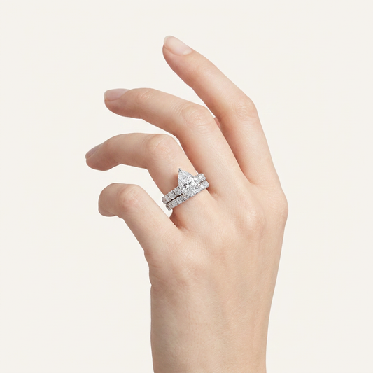 5.04CT Pear Cut Certified Lab Grown Diamond Hidden Halo Bridal Set