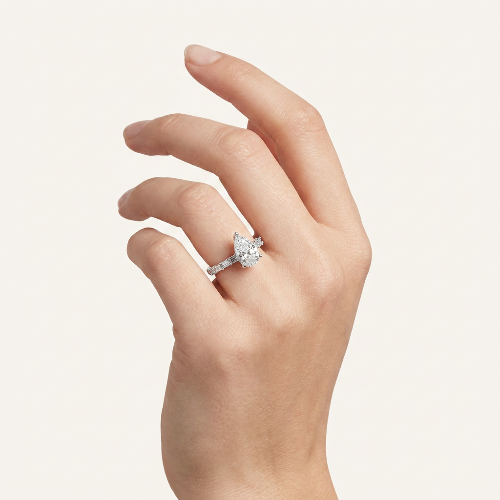 3.64CT Pear Cut Certified Lab Grown Diamond Solitaire Engagement Ring