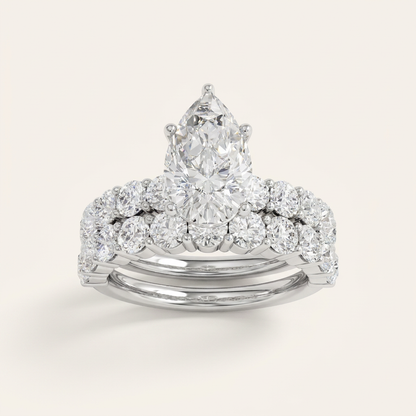 6.00CT Pear Cut Lab Grown Diamond Bridal Set