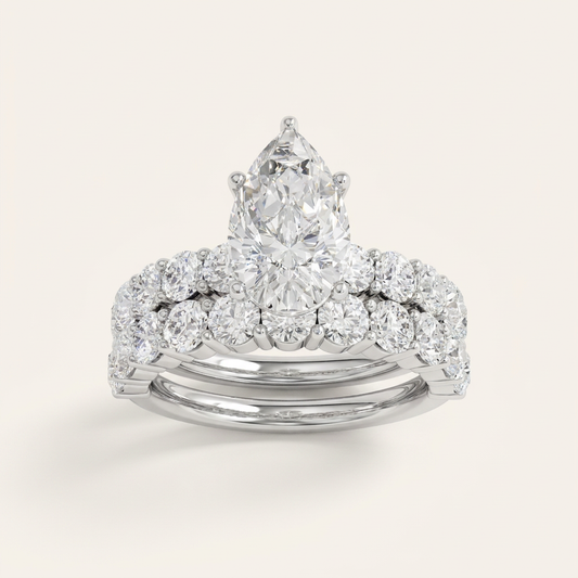 6.00CT Pear Cut Lab Grown Diamond Bridal Set