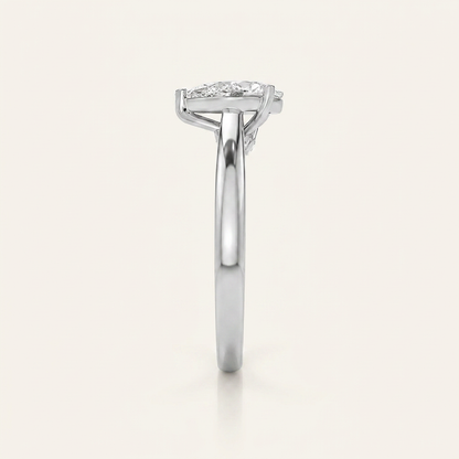 2.00 CT Pear Cut Lab Grown Diamond Accented Bridge Shank Solitaire Ring