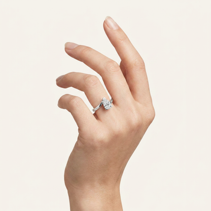 2CT Pear Cut Lab Grown Diamond Solitaire Ring