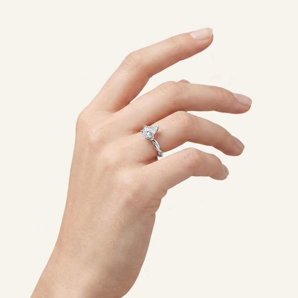 1CT Pear Cut Lab Grown Diamond Solitaire Ring