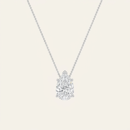 3 Ct Pear Cut Lab Grown Diamond East West Solitaire Necklace