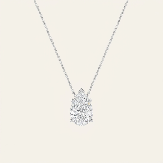 3 Ct Pear Cut Lab Grown Diamond East West Solitaire Necklace