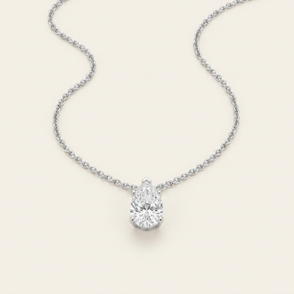 2 Ct Pear Cut Lab Grown Diamond East West Solitaire Necklace