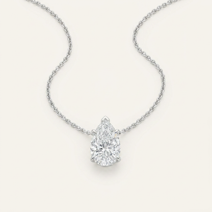 3 Ct Pear Cut Lab Grown Diamond East West Solitaire Necklace
