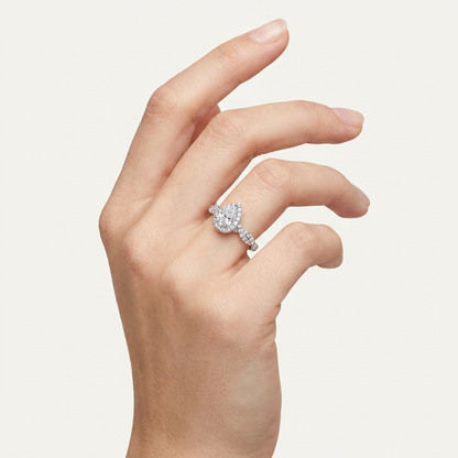0.51CT Pear Cut Lab Grown Diamond Promise Halo Ring