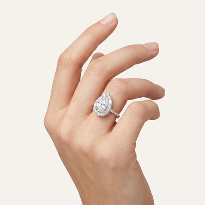 6.82CT Pear Cut Certified Lab Grown Diamond Halo Ring
