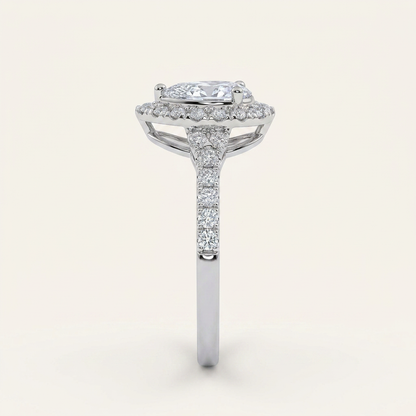 0.50 CT Pear Cut Lab Grown Diamond Promise Halo Ring