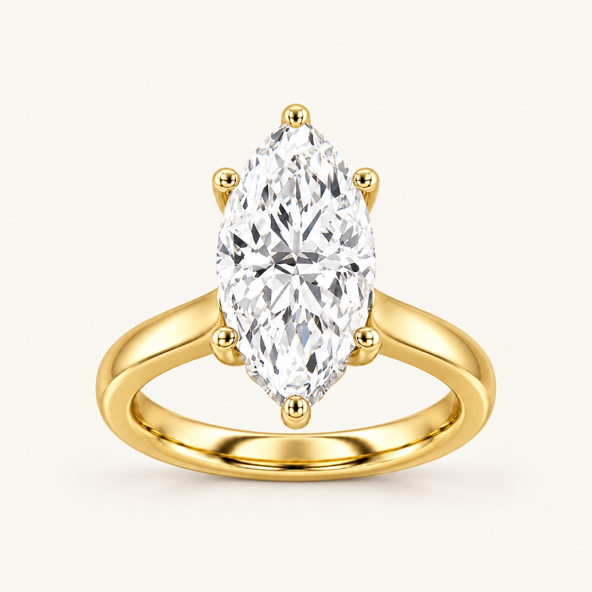 4CT Marquise Cut Lab Grown Diamond Solitaire Ring