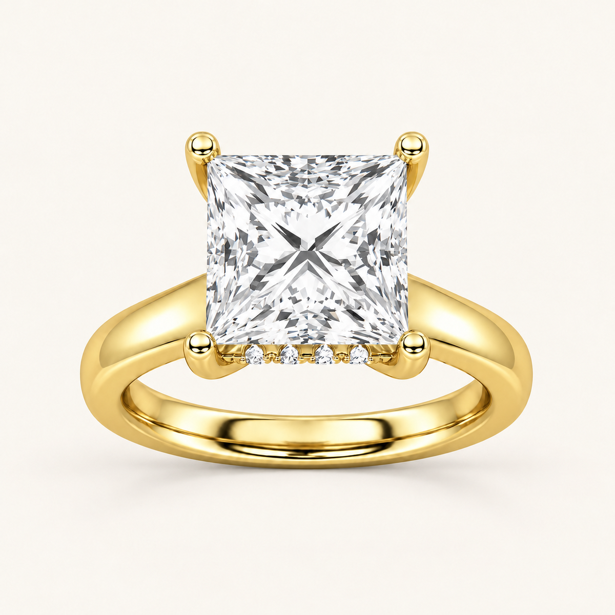 4CT Princess Cut Lab Grown Diamond Solitaire Ring