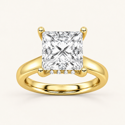 4CT Princess Cut Lab Grown Diamond Solitaire Ring