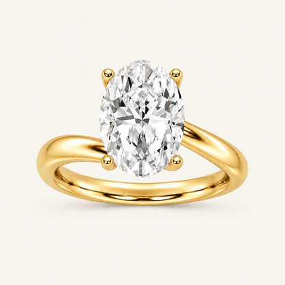 3CT Oval Cut Lab Grown Diamond Solitaire Ring