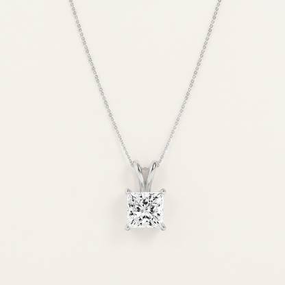 2CT Princess Cut Lab Grown Diamond Pendant Necklace