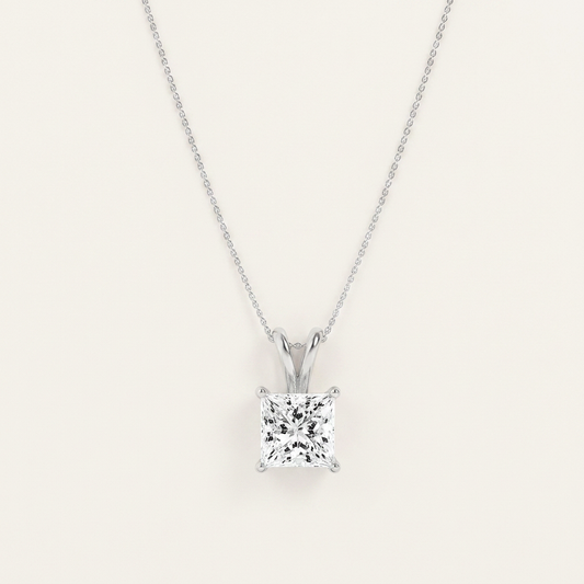 2CT Princess Cut Lab Grown Diamond Pendant Necklace