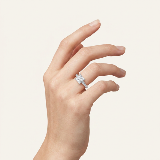3.75CT Princess Cut Lab Grown Diamond Cluster Ring