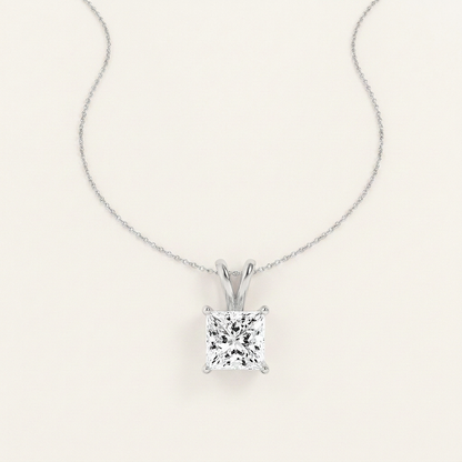 2CT Princess Cut Lab Grown Diamond Pendant Necklace