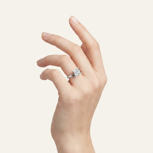 3CT Princess Cut Lab Grown Diamond Engagement Ring