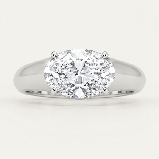 2CT Oval Cut Lab Grown Diamond East West Solitaire Ring
