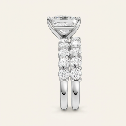 4.00CT Square Cut Lab Grown Diamond Bridal Set
