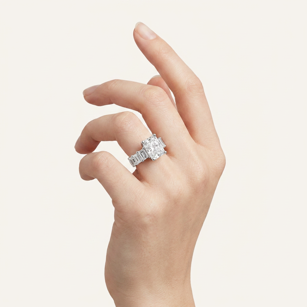 6.9CT Radiant Cut Certified Lab Grown Diamond Cluster Ring