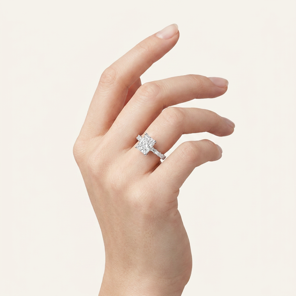5.72CT Radiant Cut Certified Lab Grown Diamond Side Stone Ring