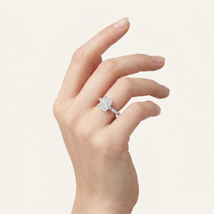 5.72CT Radiant Cut Certified Lab Grown Diamond Side Stone Ring