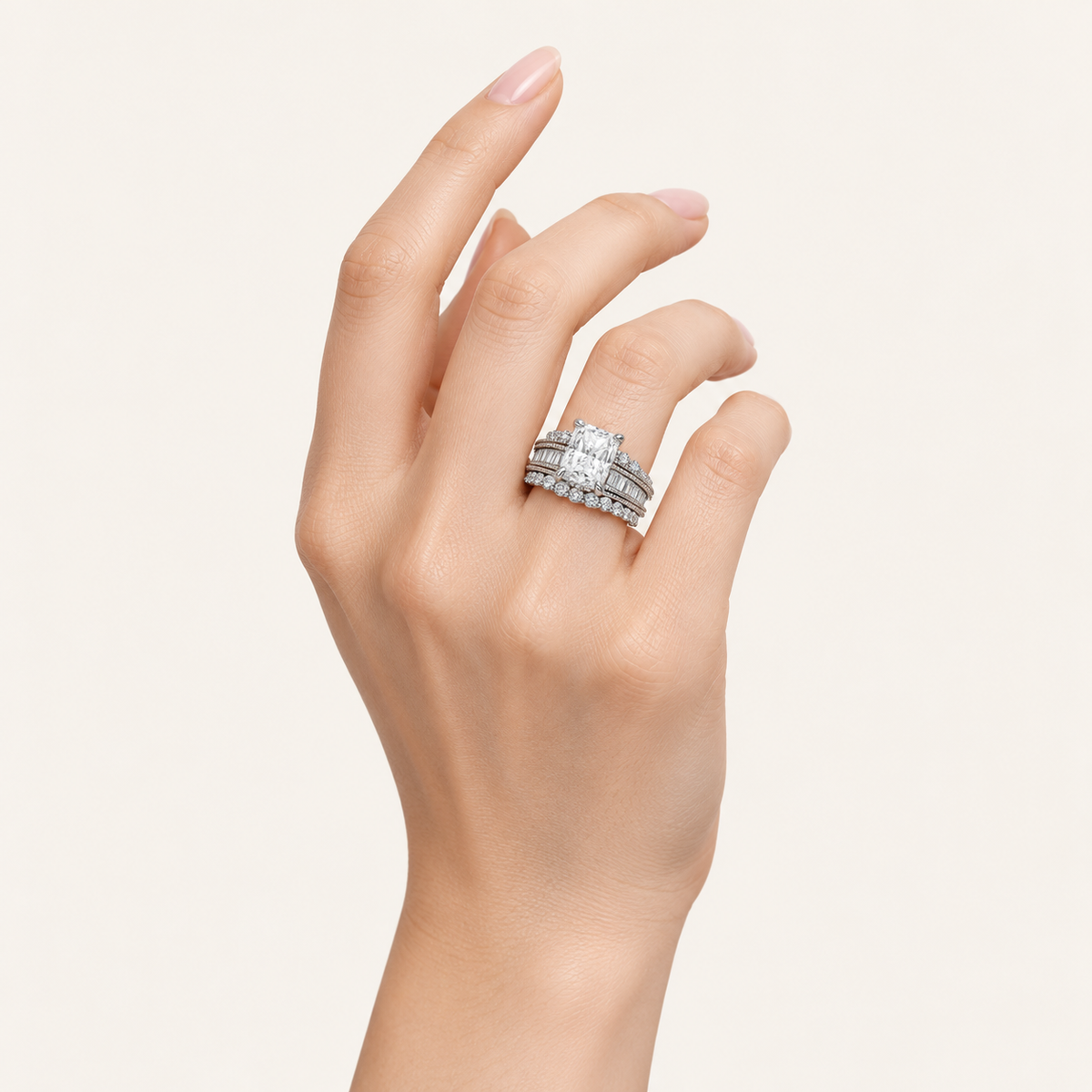 7.33CT Emerald Cut Lab Grown Diamond Cluster Ring