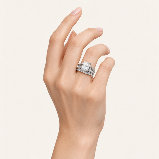 7.33CT Emerald Cut Lab Grown Diamond Cluster Ring