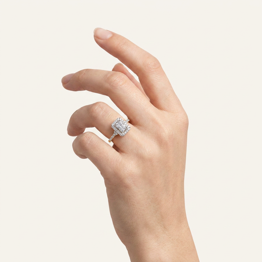 0.50 CT Radiant Lab Grown Diamond Promise Halo Ring