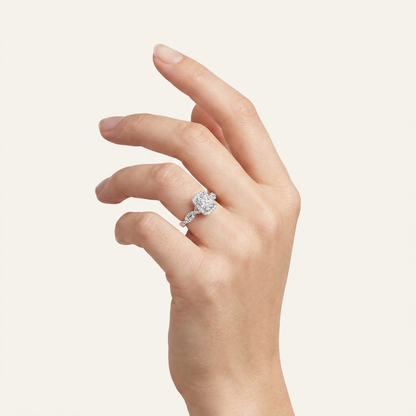 0.51CT Radiant Cut Lab Grown Diamond Promise Halo Ring